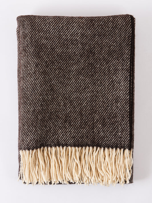 British Wool Throw Blanket - Black
