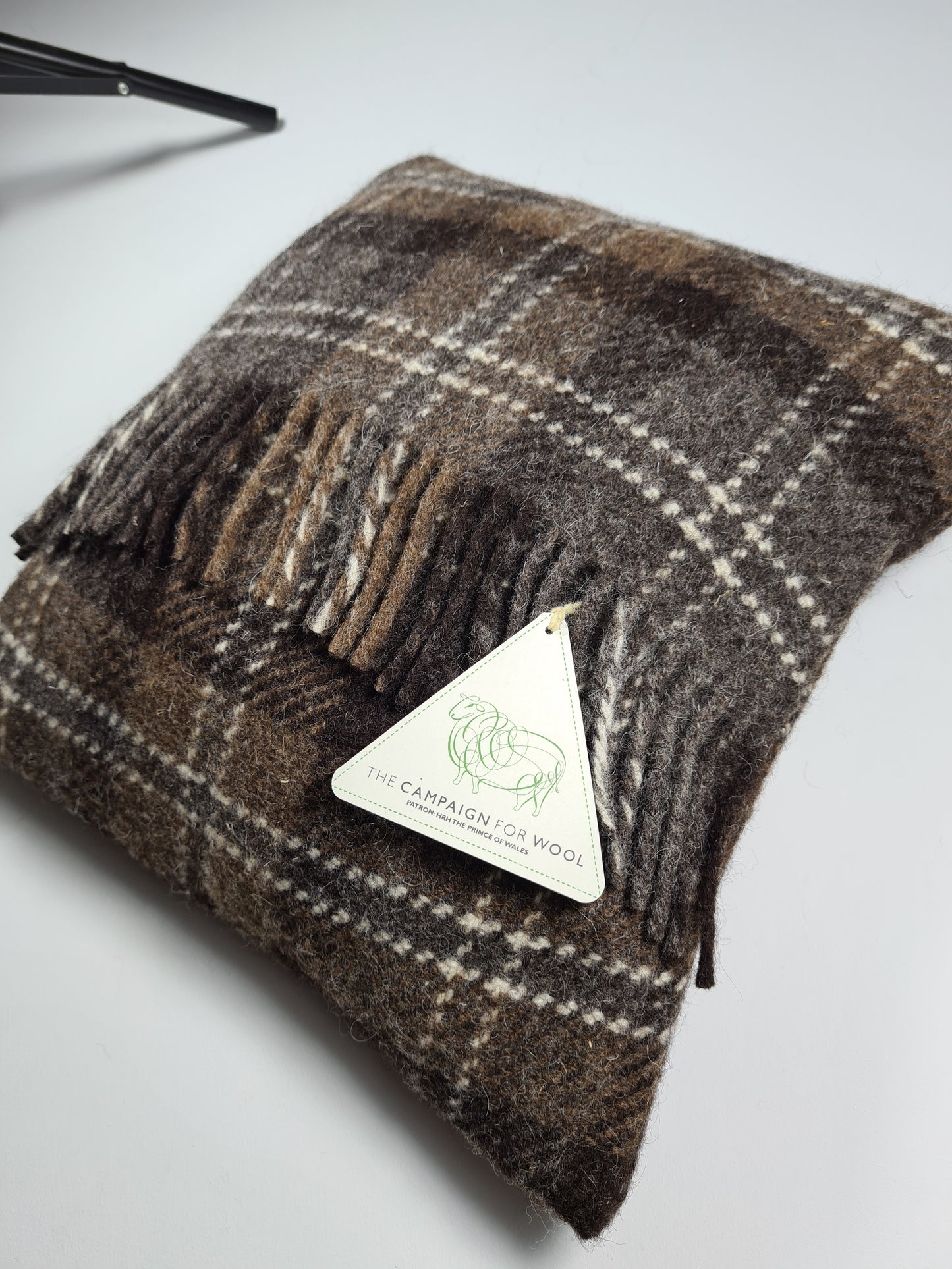 Shetland Wool Cushion - Brown Tartan