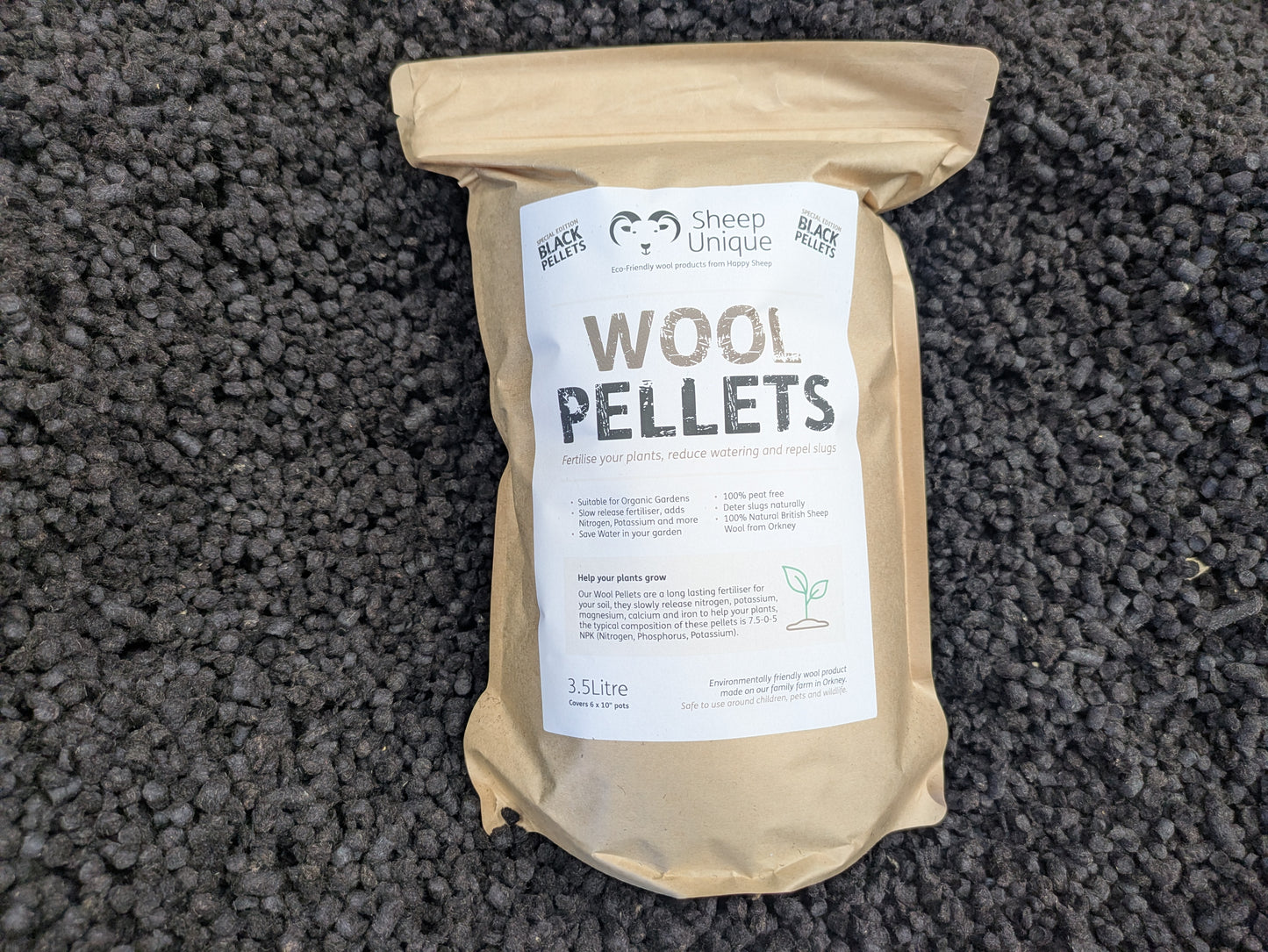 Black Garden Wool Pellets ~ 100% British Sheep Wool